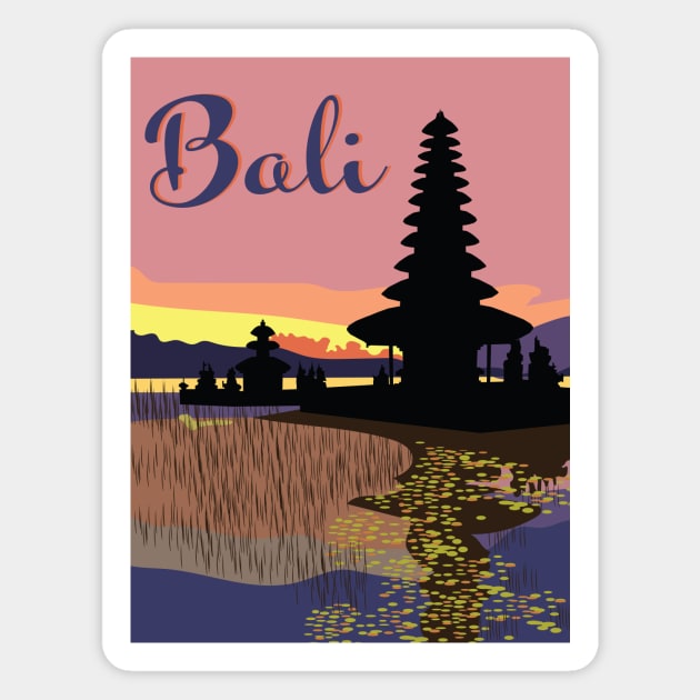 Bali Travel Poster Magnet by jenblove